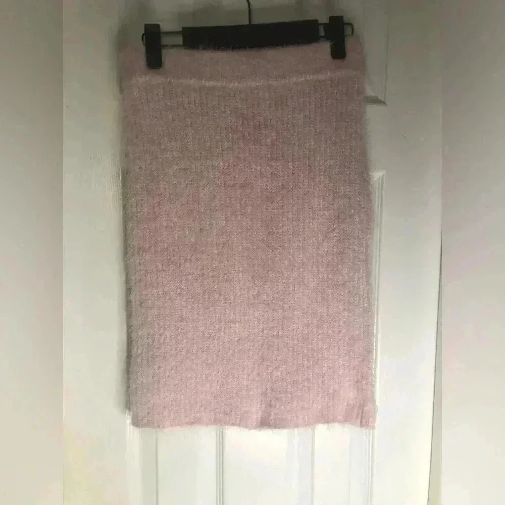 Pink mini skirt fuzzy sweater material size small
